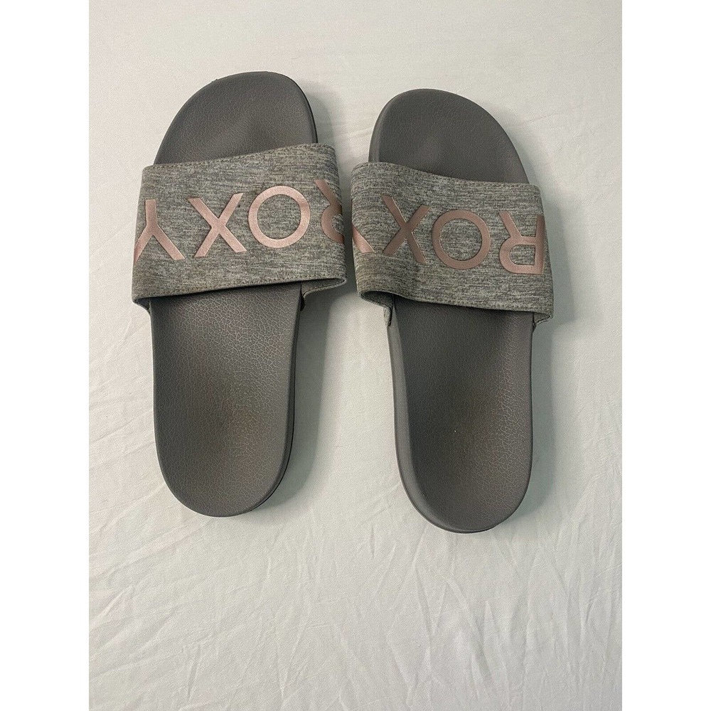 ROXY Womens Gray Slippy Slide Sandals Size 7/8 Good‎ Condition